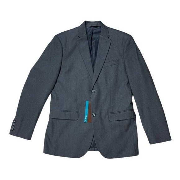 Perry Ellis Mens Single Breasted Blazer Gray Flap Pockets Classic Fit 40R New - Picture 1 of 10
